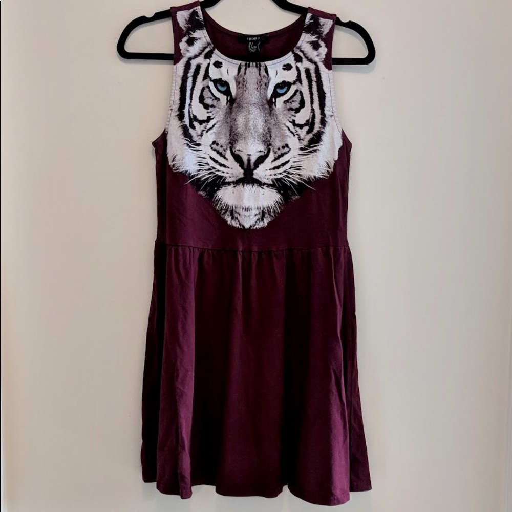 Forever 21 | Tiger Print Burgundy Sleeveless Dress